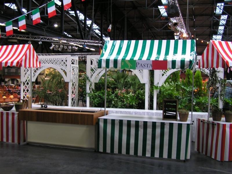 Marktstand, Verkaufshütte, Buffetstand