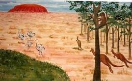 Ayers Rock - Kulisse, Australien - roter Felsen - Känguru, Kulisse – 2