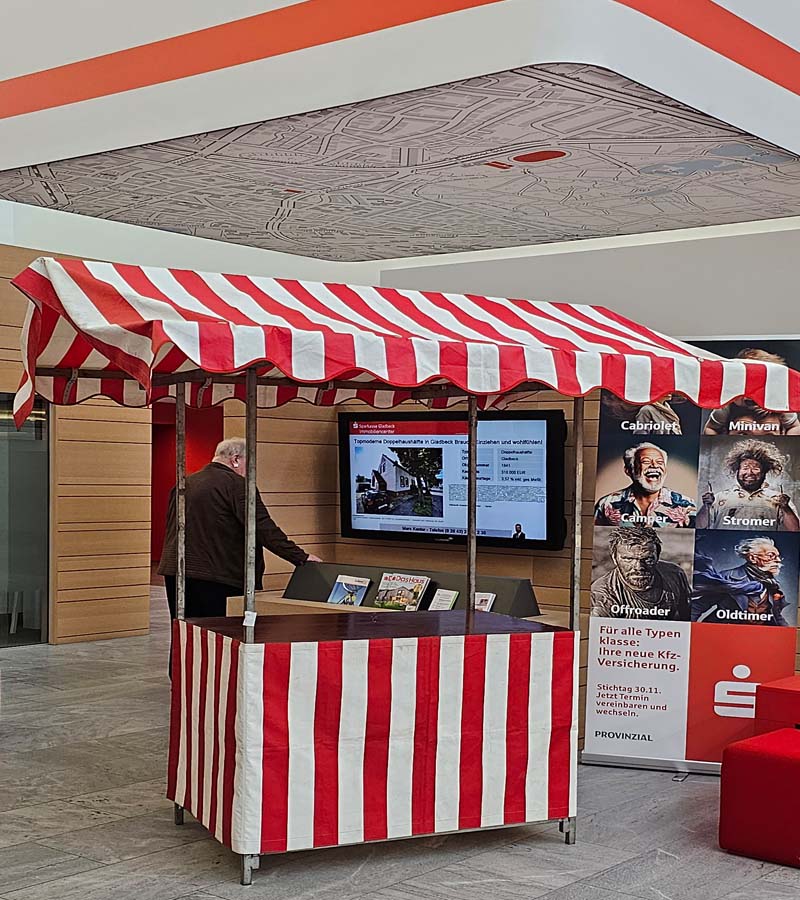 Marktstand nostalgisch groß mieten bei Der Spassmacher