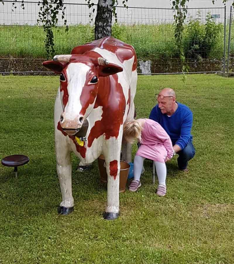 Kuh-Wettmelken lebensgroß mieten bei Der Spassmacher