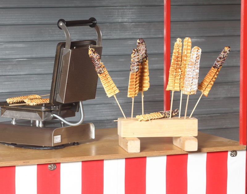 Waffelbäckerei (Waffeleisen inkl. 300 Waffeln am Stiel + Zubehör) mieten