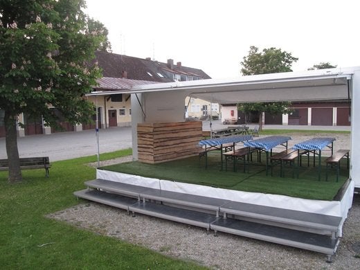Lounge Trailer Überdacht bis zu 80m² American Diner Bar Überdachung Zelt Bühne Dach
