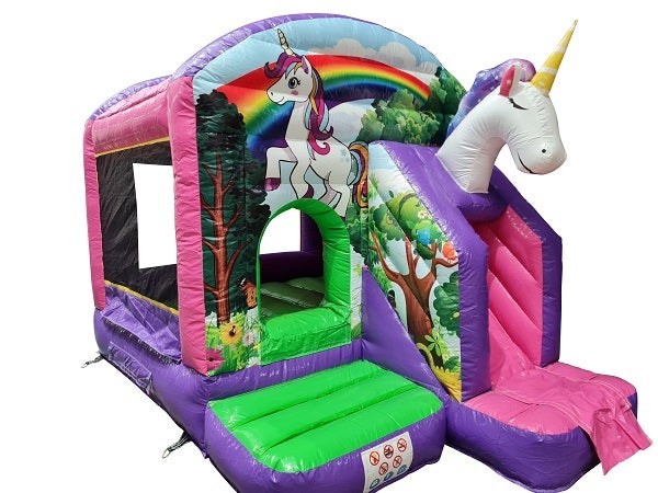 Hüpfburg Einhorn 3x4m Top Hüpfburgen wie z.B. Dino, Lego, Superheld, Candy, Bagger, Feuerwehr, Seeräuber s.v.m.