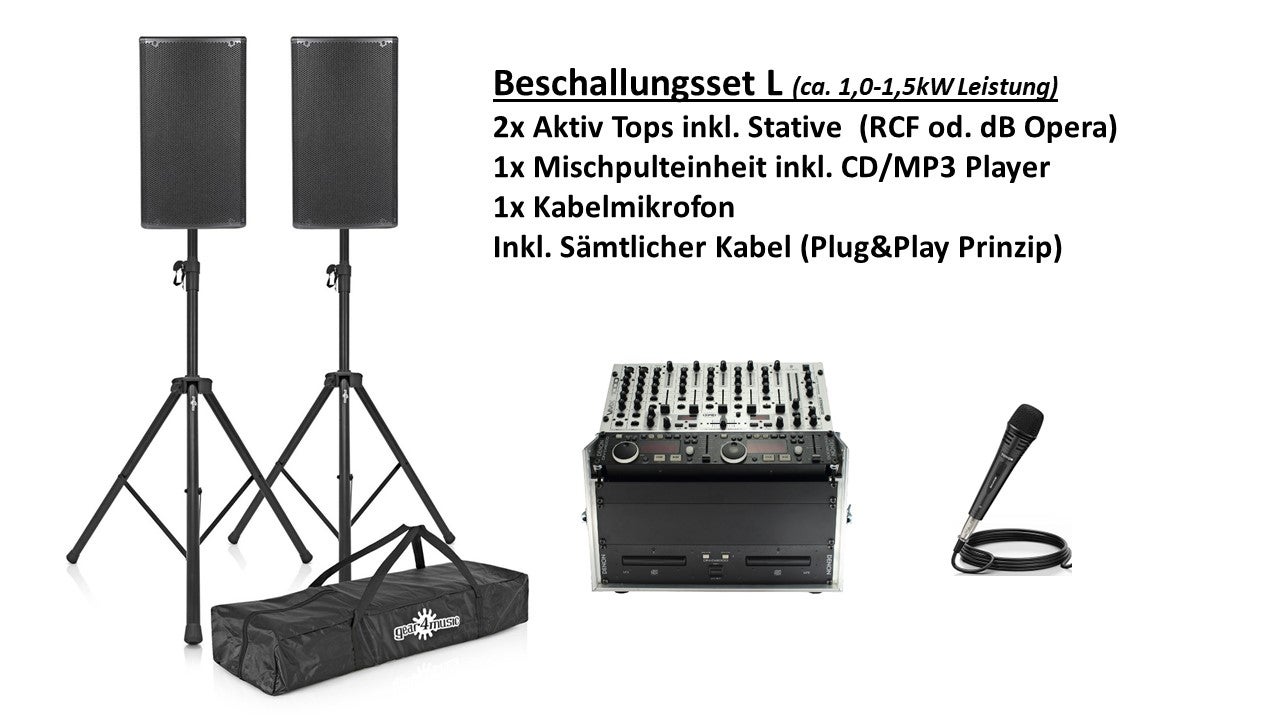 Beschallungsanlage Partyanlage Paketgröße L oder XL mit Subwoofer