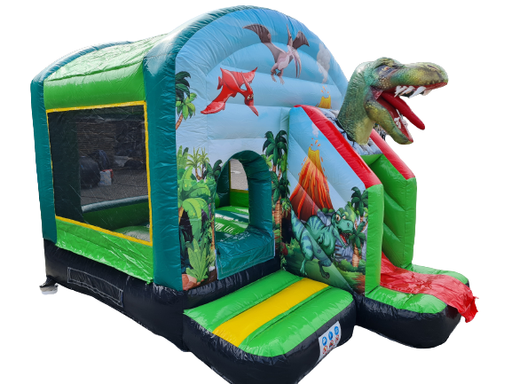 Hüpfburg Dino od. Einhorn 3x4m Top Hüpfburgen wie z.B. Lego, Superheld, Candy, Bagger, Feuerwehr, Seeräuber s.v.m.