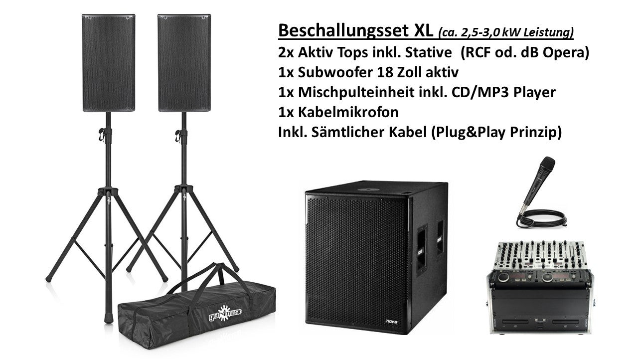 Beschallungsanlage Partyanlage Paketgröße L oder XL mit Subwoofer – 2