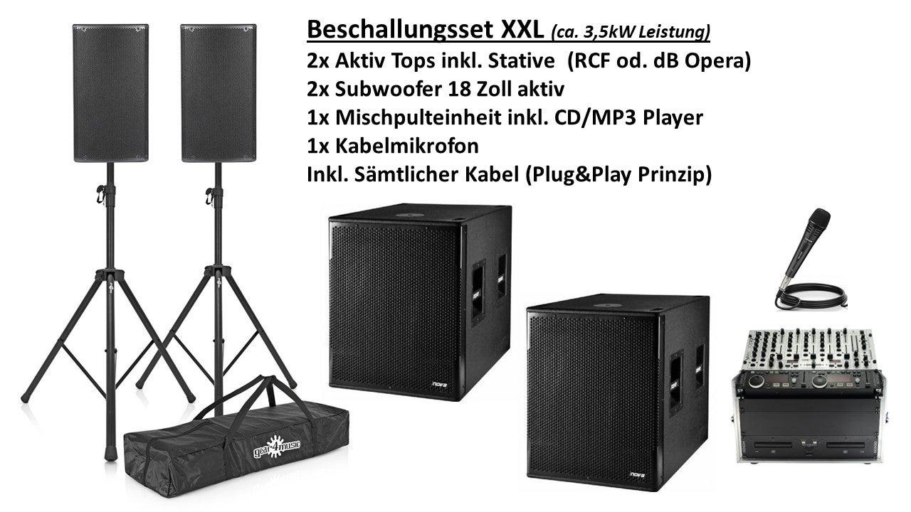 Beschallungsanlage Partyanlage Paketgröße L oder XL mit Subwoofer – 3