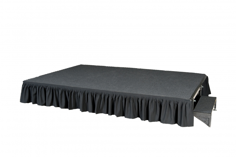 Skirting/Molton für Bühnenpodest, 20 cm, schwarz mieten