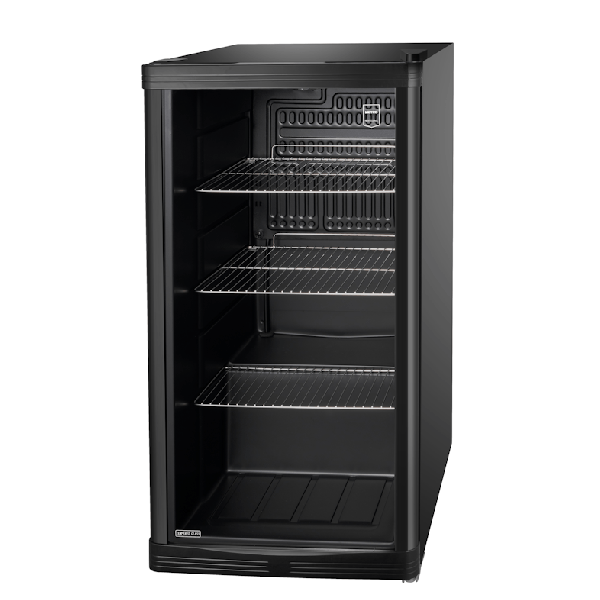 Untertisch-Flaschenkühlschrank, schwarz, mit Glastüre mieten