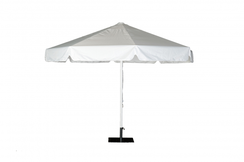 Schirm mit Volant, weiß, rund Ø 350 cm, inkl. Fuß mieten
