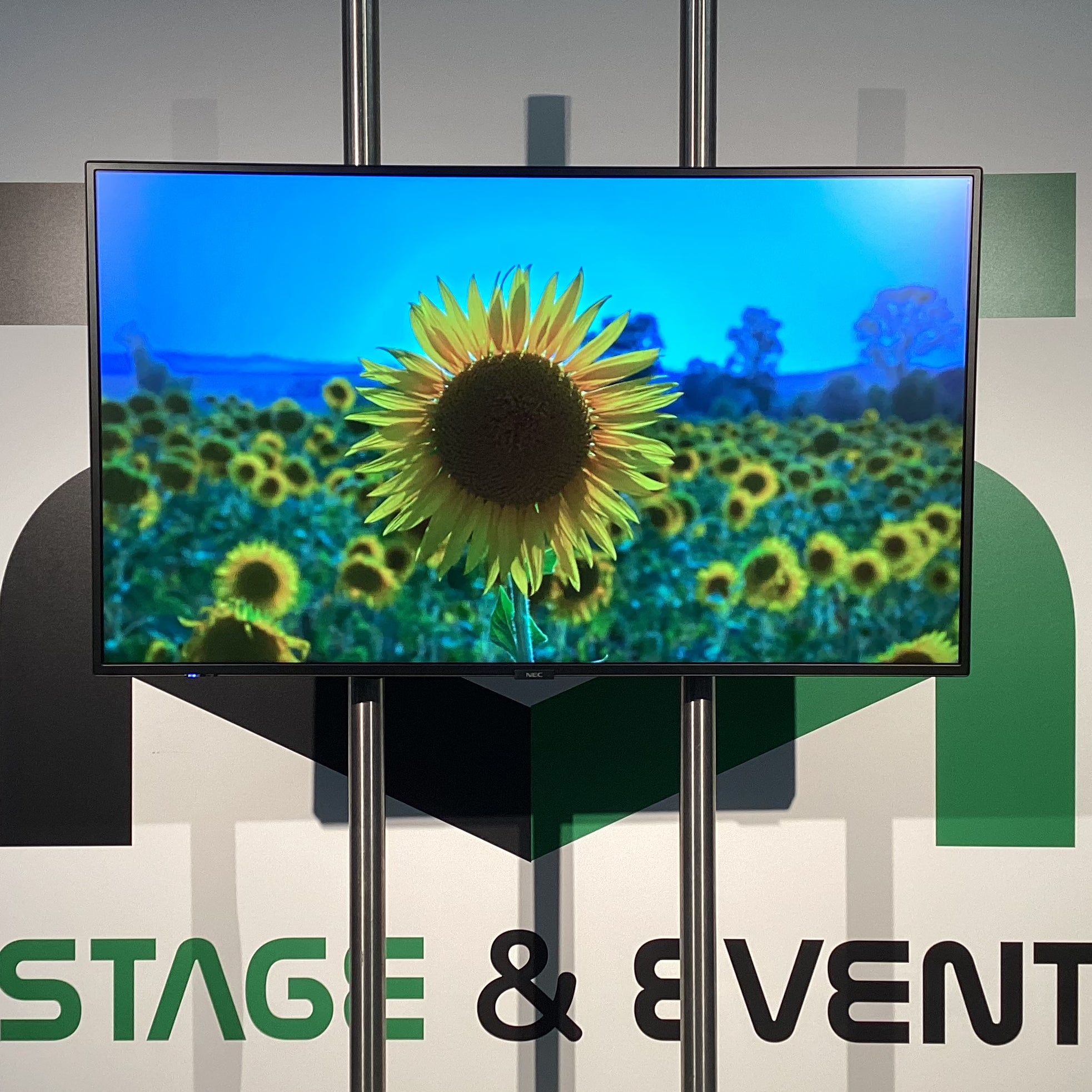 49 Zoll 4k Monitor – 2 Meter Ständer, tageslichtsichtbar. – 2