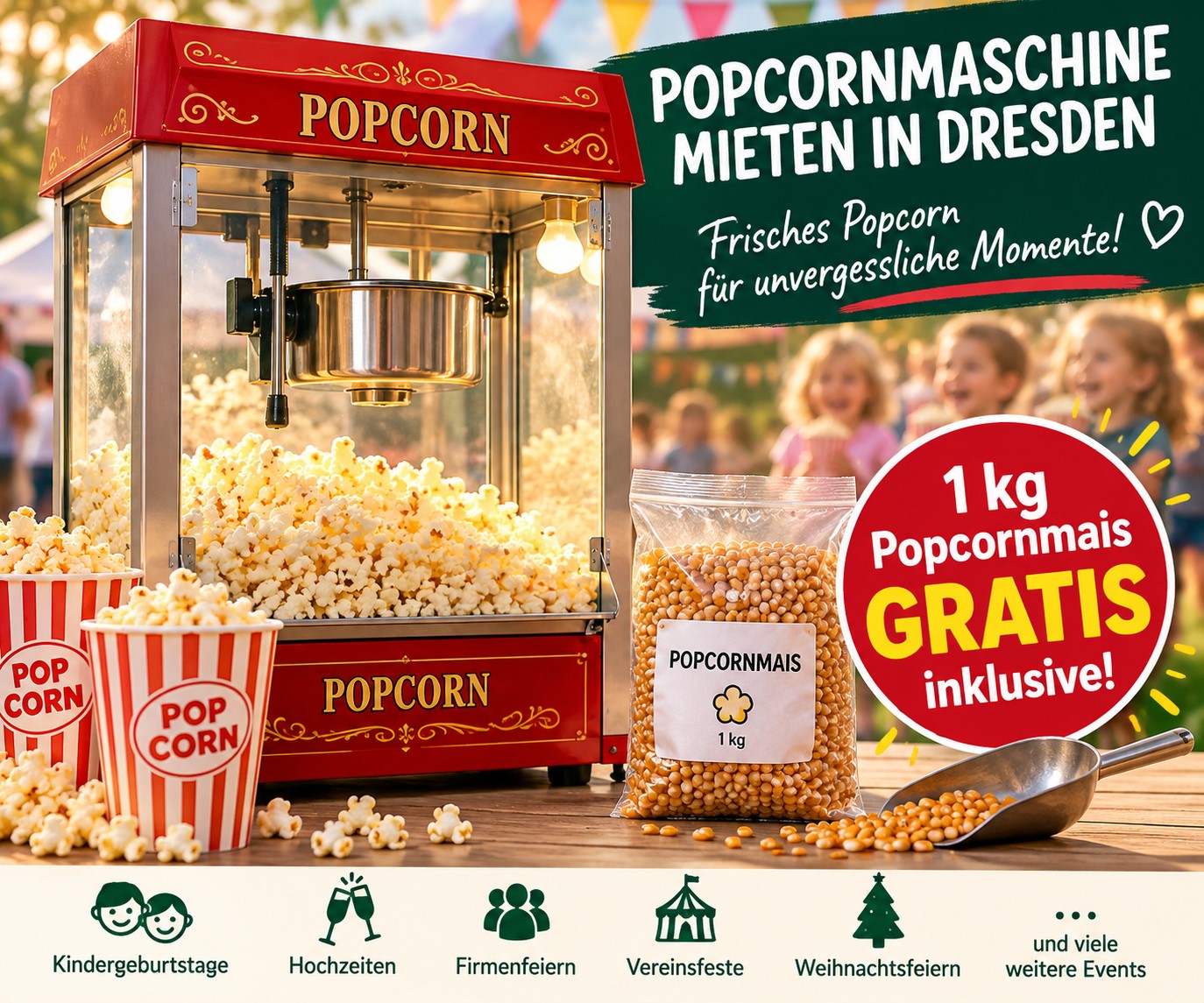 ab 35 € Popcornmaschine mieten in Dresden – Vermietung & Verleih