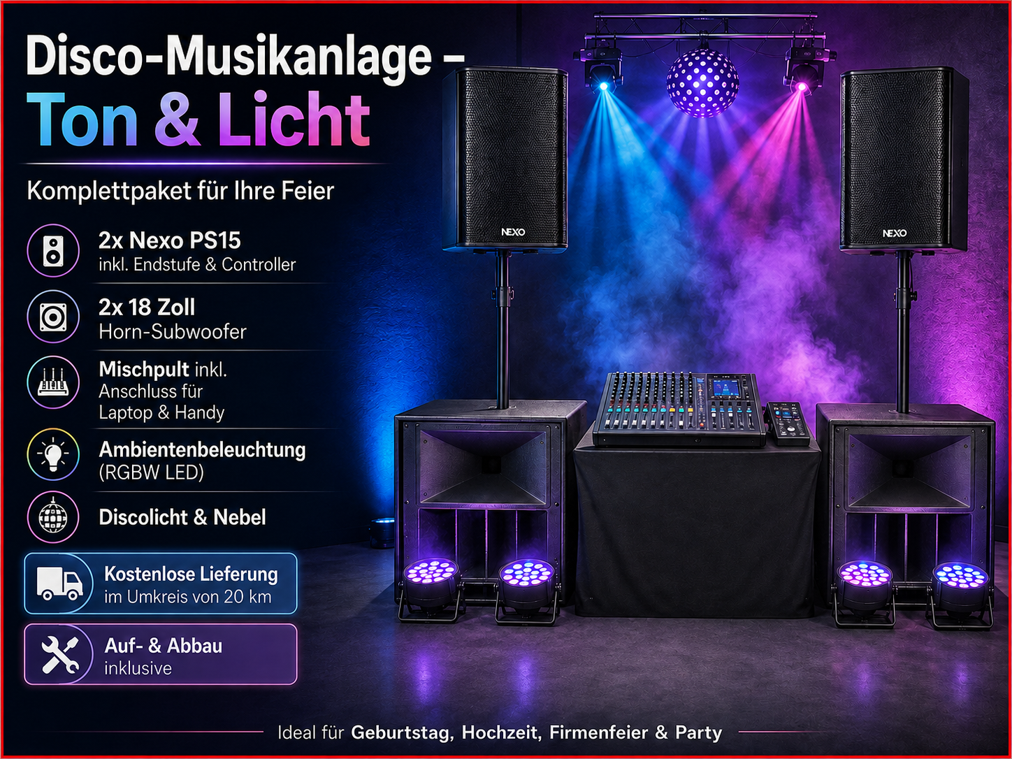 Party Set - Licht & Ton - Disco Musikanlage