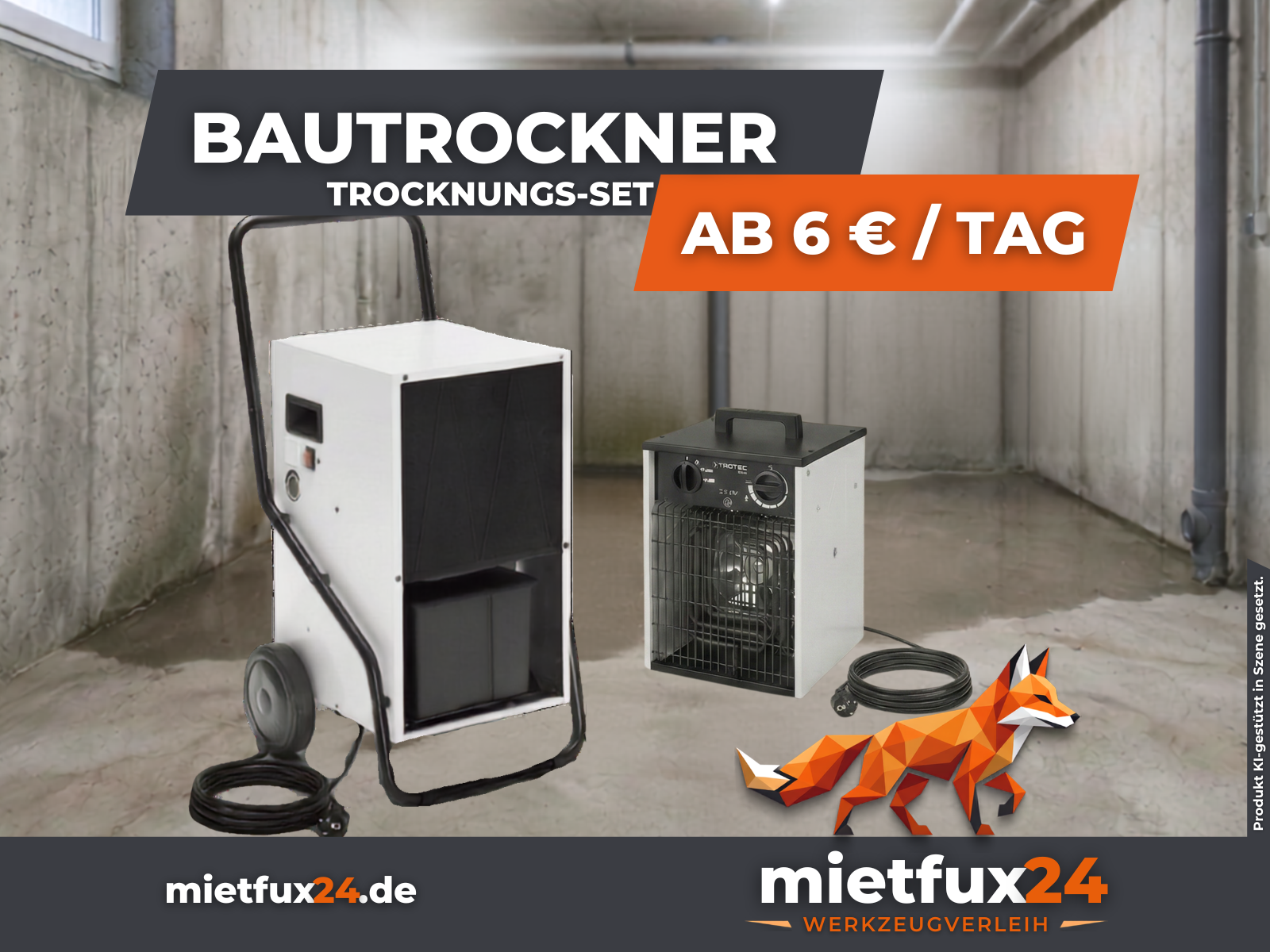 Profi Bautrockner TROTEC TTK 350 S (70L) + Heizer mieten in Heiligenhaus