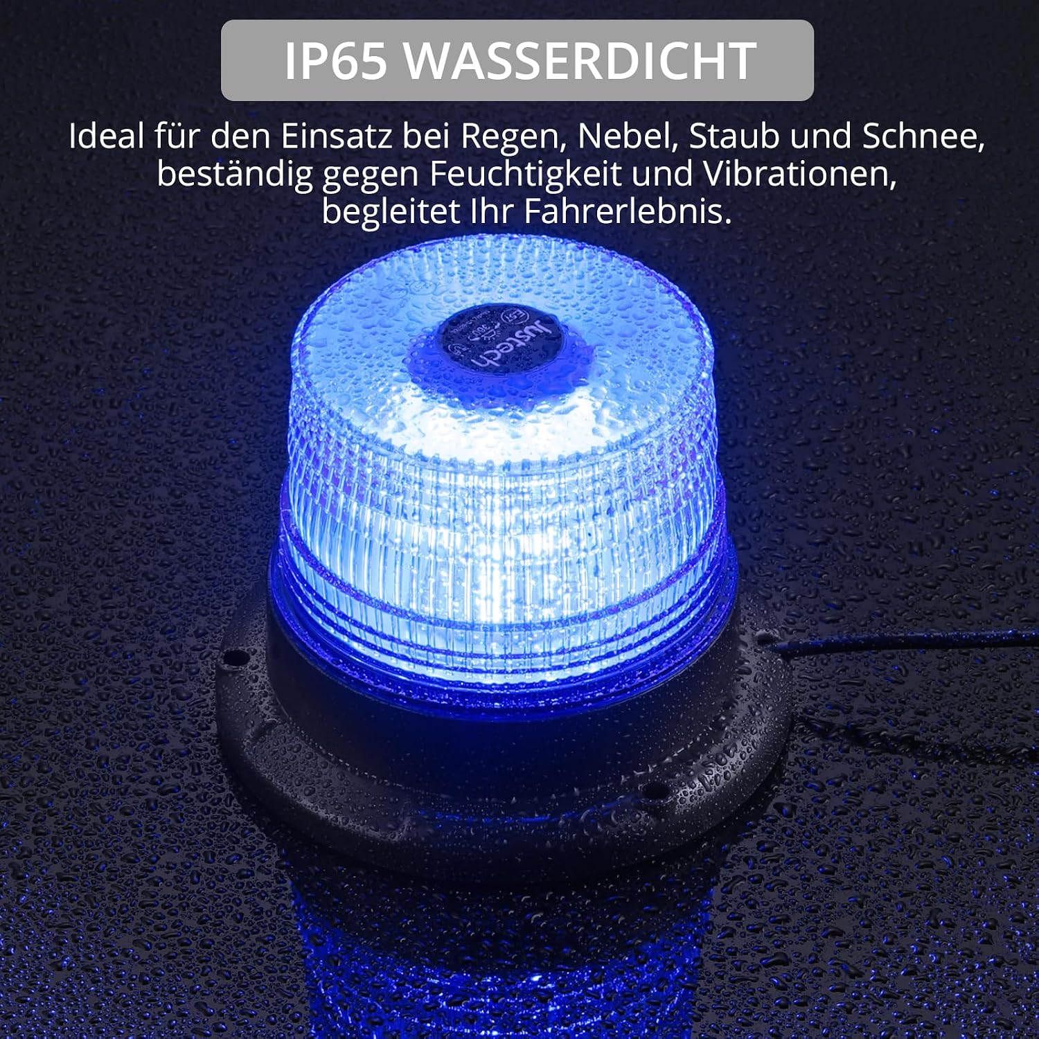 Blaulicht Rundumleuchte 360° Blau Warnleuchte Blitzleuchte 7 Modus mit 5 m Netzkabel 12V / 24V Warnlicht mit Magnetfuß – 4