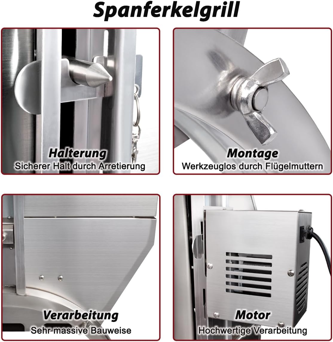 Doppel Spanferkelgrill XXXL Spießgrill Hähnchengrill Lammgrill Geflügelgrill Haxengrill Fleischgrill – 4