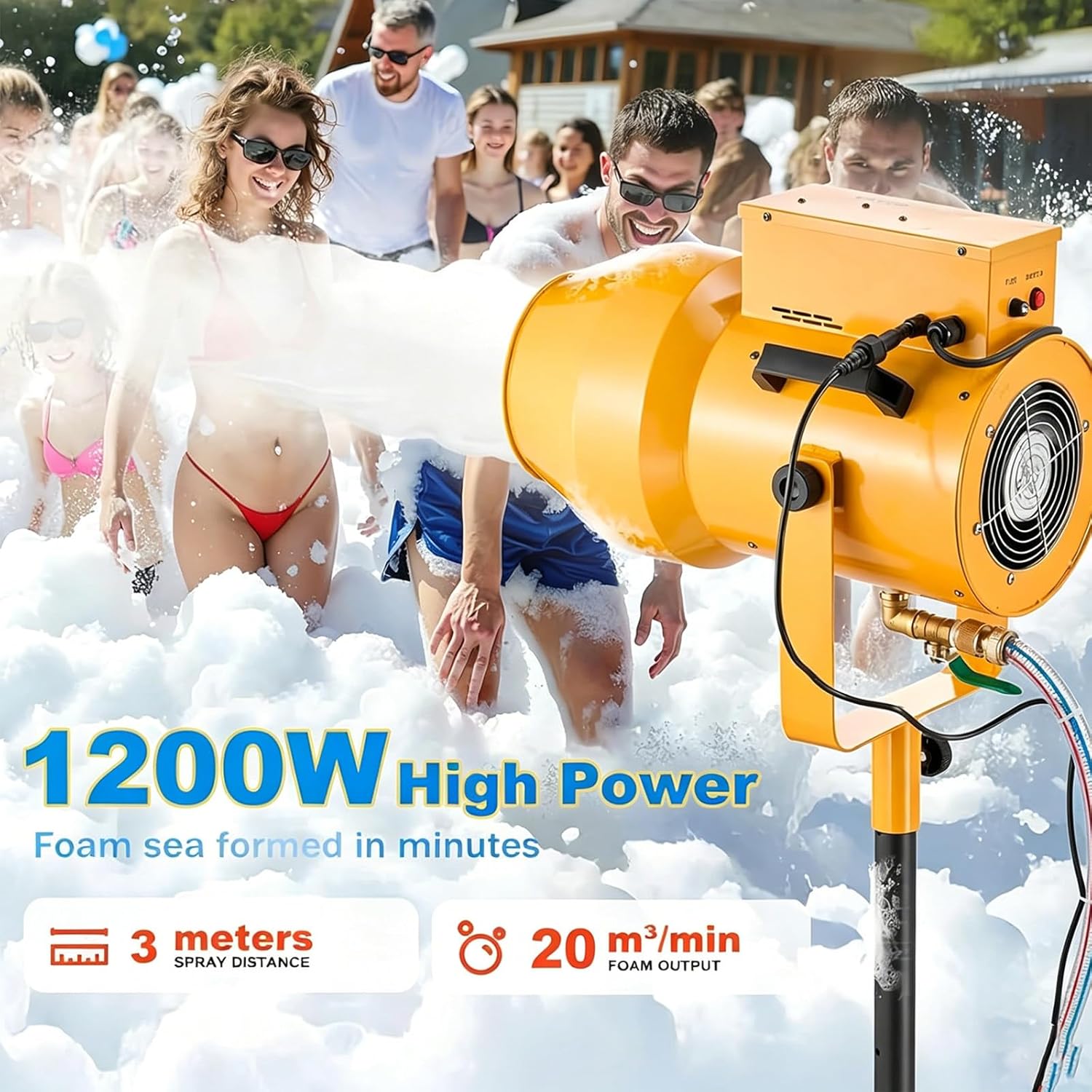Schaummaschine 1200 Watt Schaumkanone mit Stativ Sommerpartys Gärten Pools Bühnen Geburtstage und andere Outdoor-Veranstaltungen Wurfweite 4 – 6 m – 2