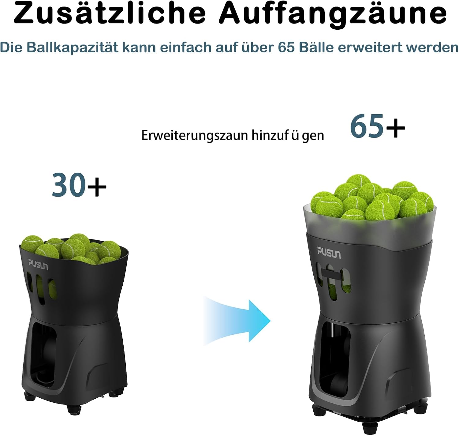 Indoor-Tennismaschine tragbare Tennisballmaschine Tennistrainer Ballwerfer leichte mit APP-Steuerung 65-Ball-Kapazität für Schulen 3-5h Akku – 5