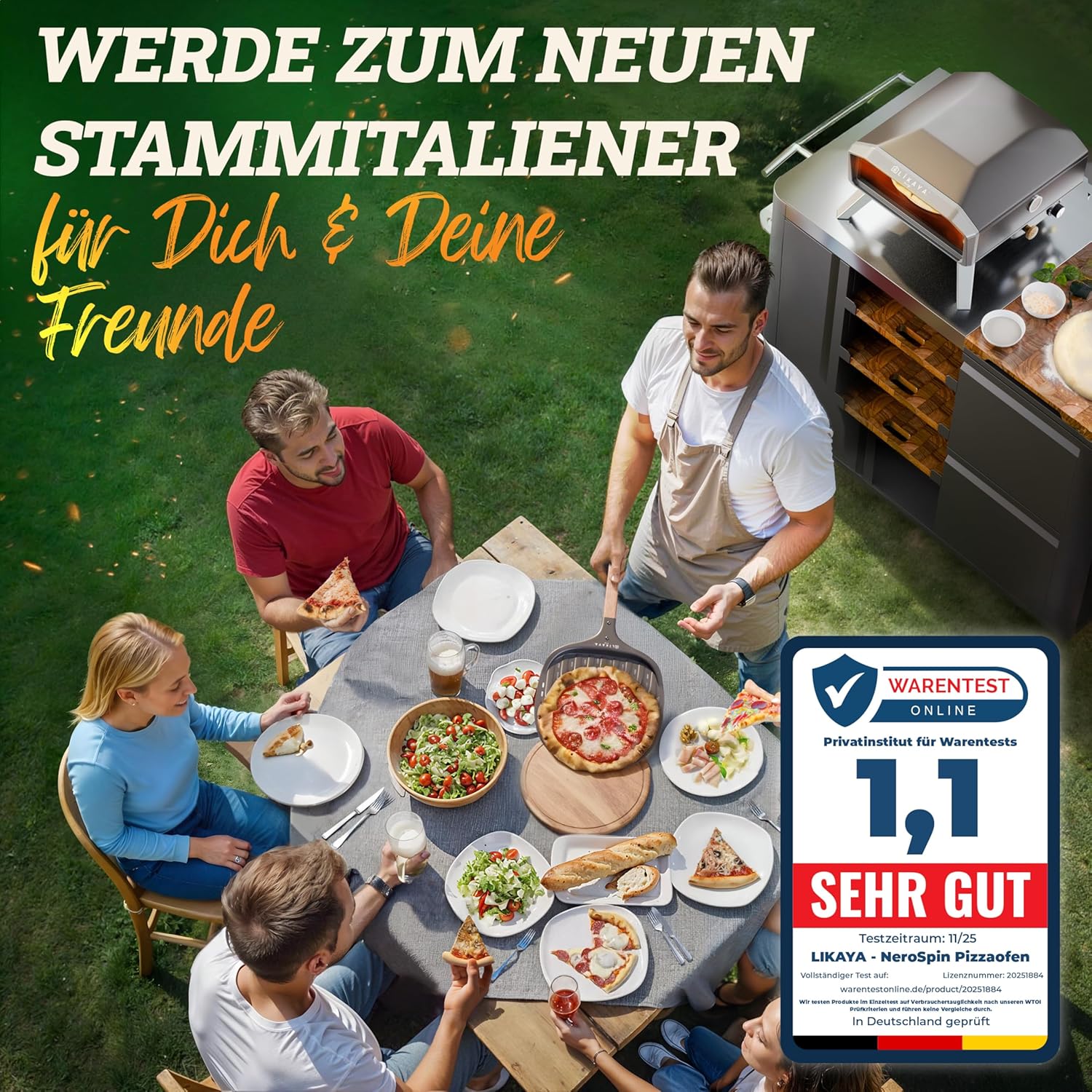 Pizzaofen Gas 6,2kW Outdoor 450°C Gas Pizza Ofen Outdoor Pizzastein Drehteller Pizzaschaufel Tasche & Laser Thermometer – Thumbnail 7