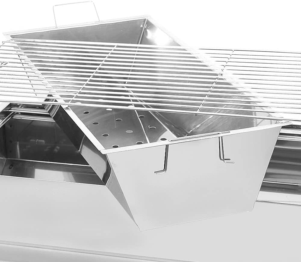 Mangal Schaschlikgrill Grillset mit Zubehör inkl. Powerbank + Motor elektrisch Edelstahl klappbar Holzkohlegrill mit Spießen – 5