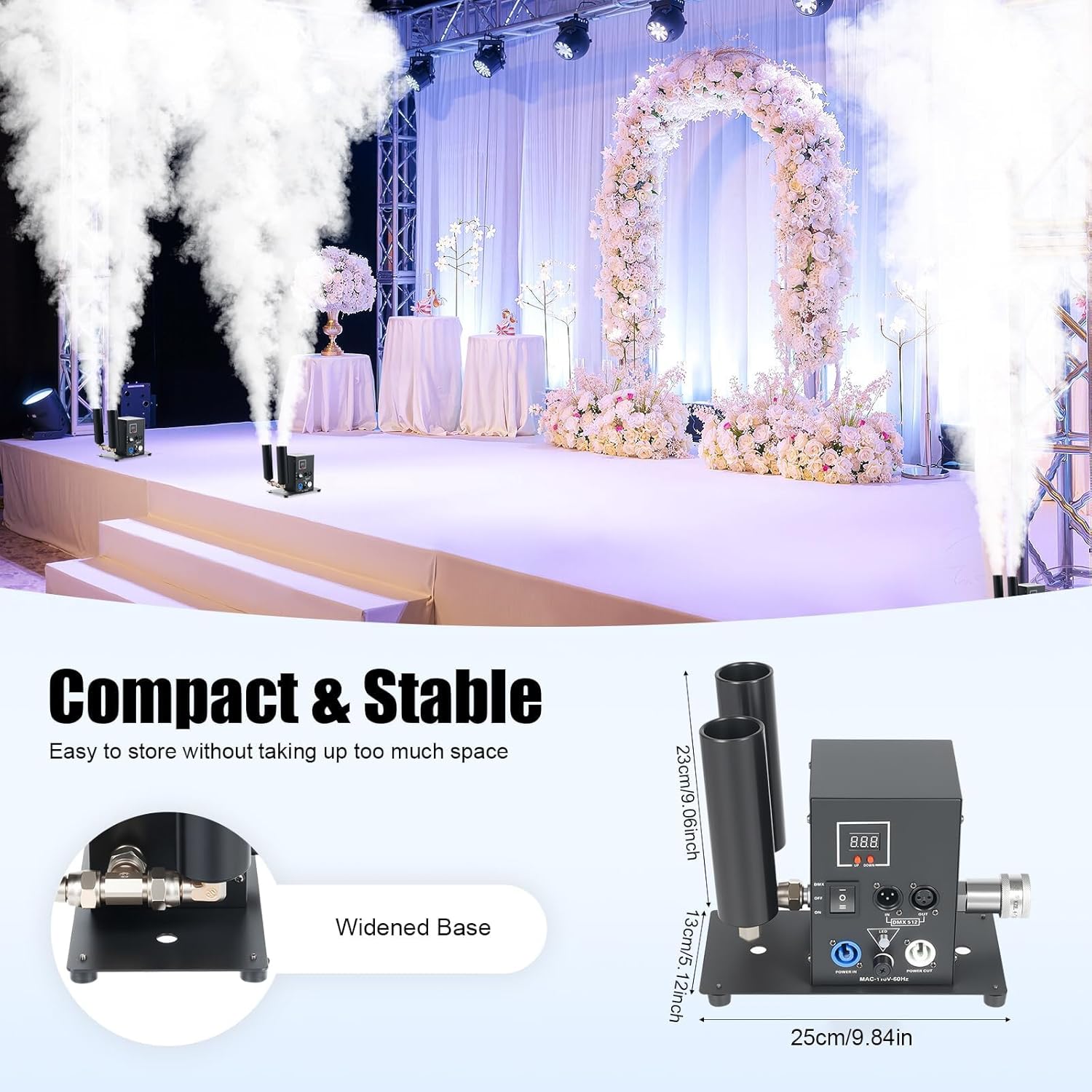 CO2-Nebelmaschine Rauchmaschine CO2-Jet-Bühneneffektmaschine 5 – 6 m Höhe 250 W professionelle Doppelrohr-Rauchstrahlmaschine – 5