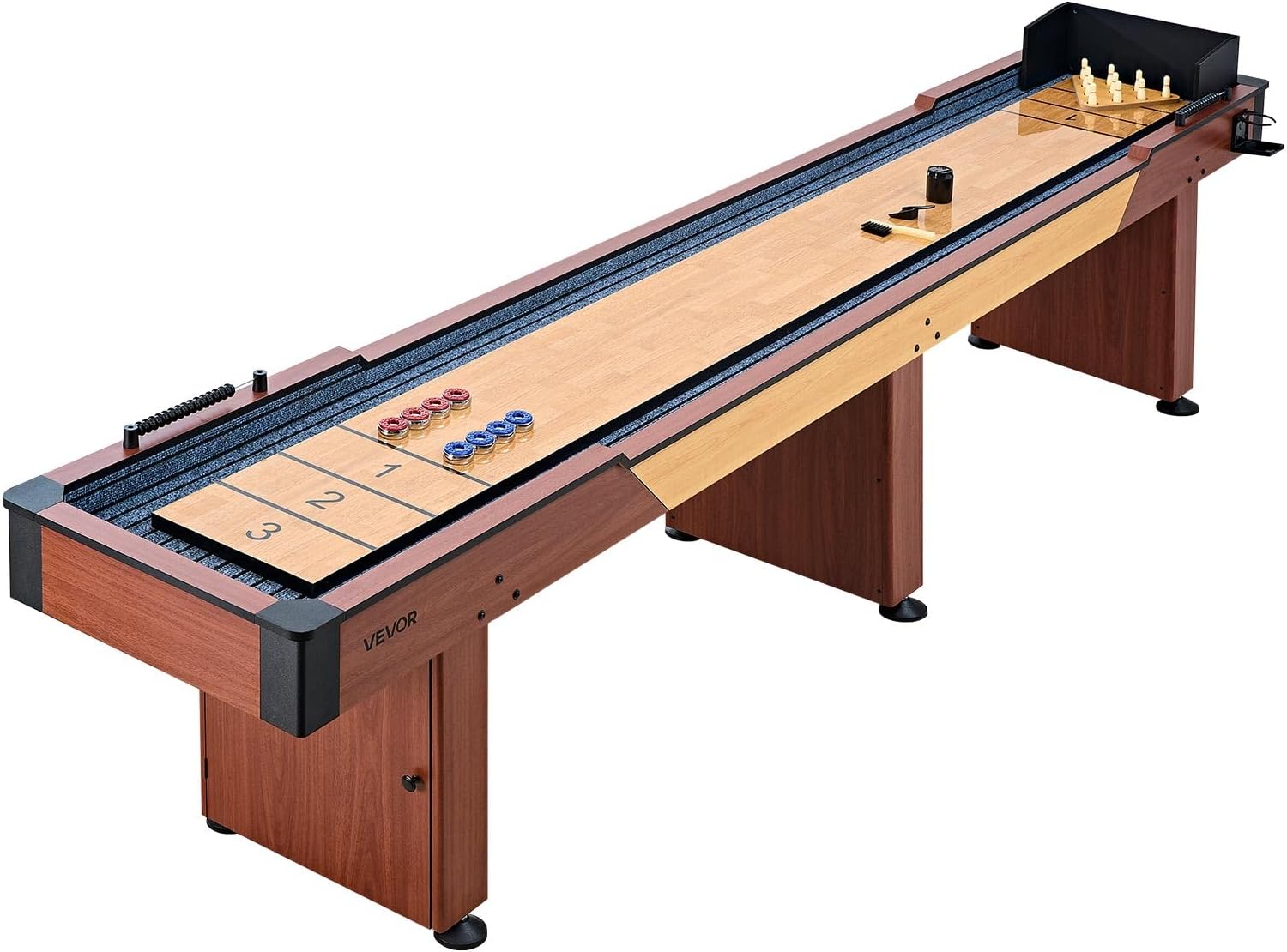 Shuffleboard Tisch 3,7 m Spieltisch Tischbowling mit kratzfestem Spielplatz Paletten Bowling-Set 2 in 1