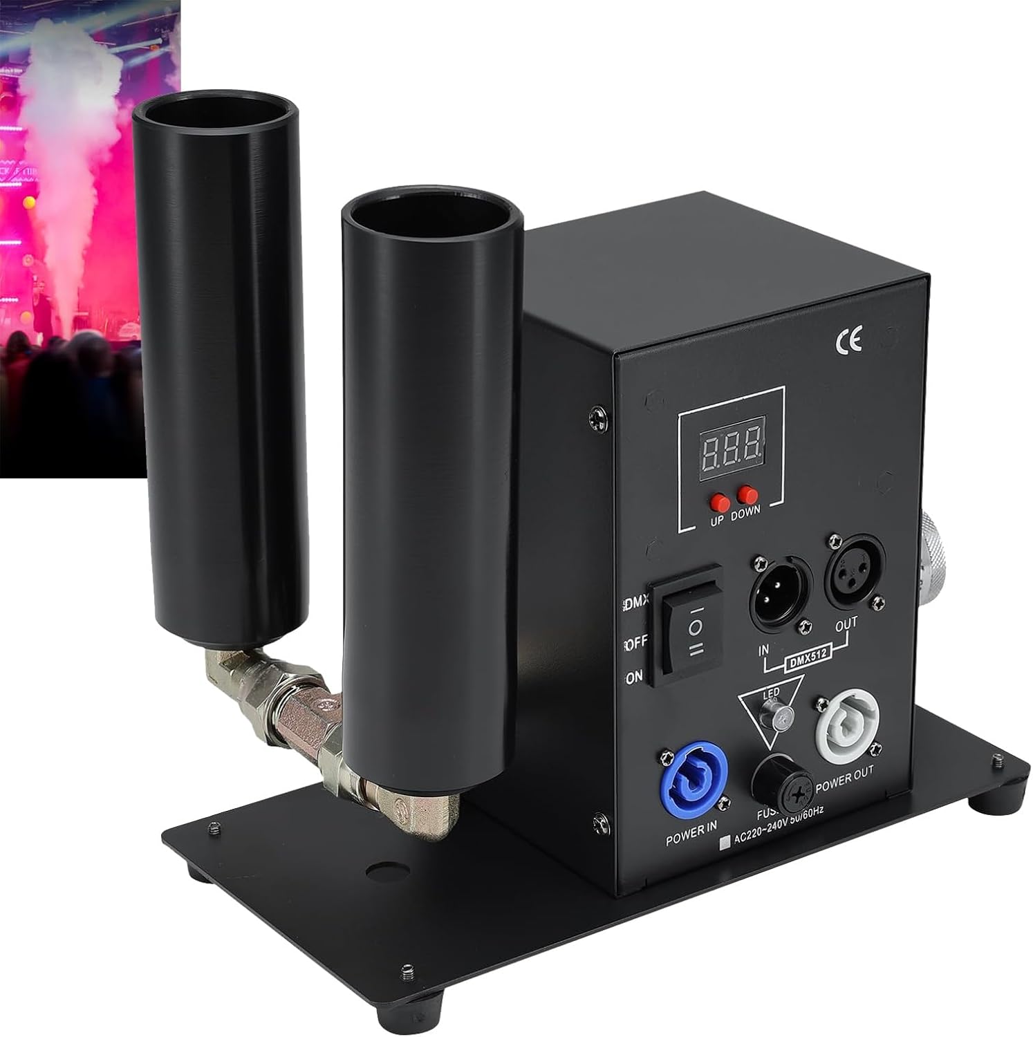 CO2-Nebelmaschine Rauchmaschine CO2-Jet-Bühneneffektmaschine 5 – 6 m Höhe 250 W professionelle Doppelrohr-Rauchstrahlmaschine