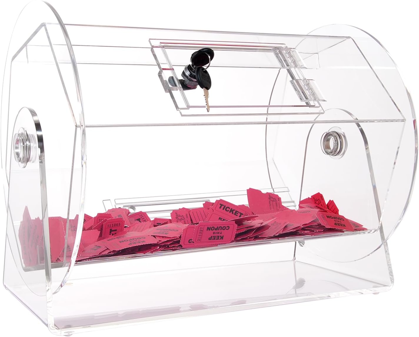 Lotteriespiel Lostrommel 5000 Lose oder 200 Tombola-Kugeln Fassungsvermögen professioneller Los-Drehkäfig mit 2 Schlüsseln transparente Lotterie-Drehscheibe Losbox – Thumbnail 9