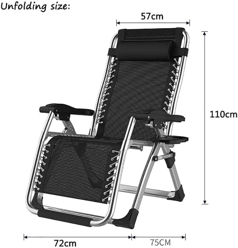Sonnenliege klappbar Liegestuhl Strandliege extra groß Gartenliege für Patio-Garten-Strand-Pool mit Kissen-Unterstützung 200 kg Black – 3