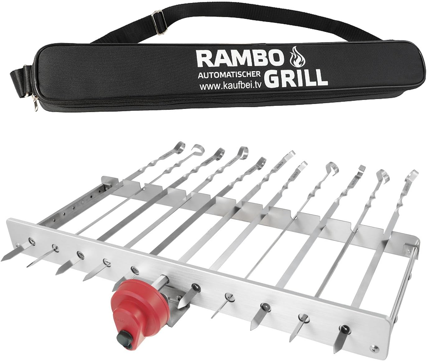 Mangal Schaschlikgrill Grillset mit Zubehör inkl. Powerbank + Motor elektrisch Edelstahl klappbar Holzkohlegrill mit Spießen – Thumbnail 6