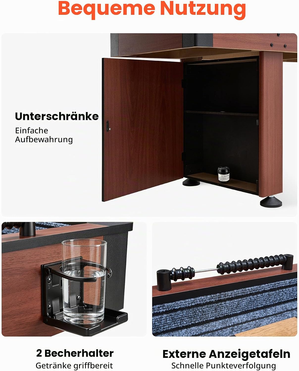 Shuffleboard Tisch 3,7 m Spieltisch Tischbowling mit kratzfestem Spielplatz Paletten Bowling-Set 2 in 1 – Thumbnail 7