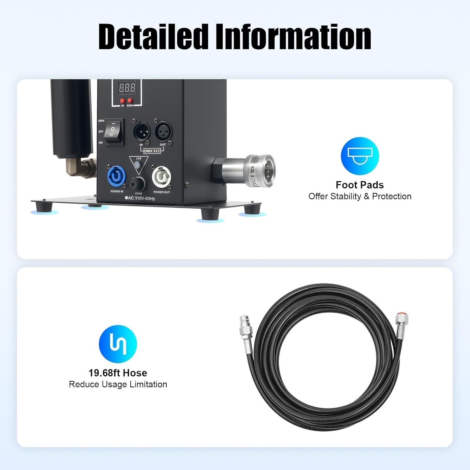CO2-Nebelmaschine Rauchmaschine CO2-Jet-Bühneneffektmaschine 5 – 6 m Höhe 250 W professionelle Doppelrohr-Rauchstrahlmaschine – Thumbnail 6