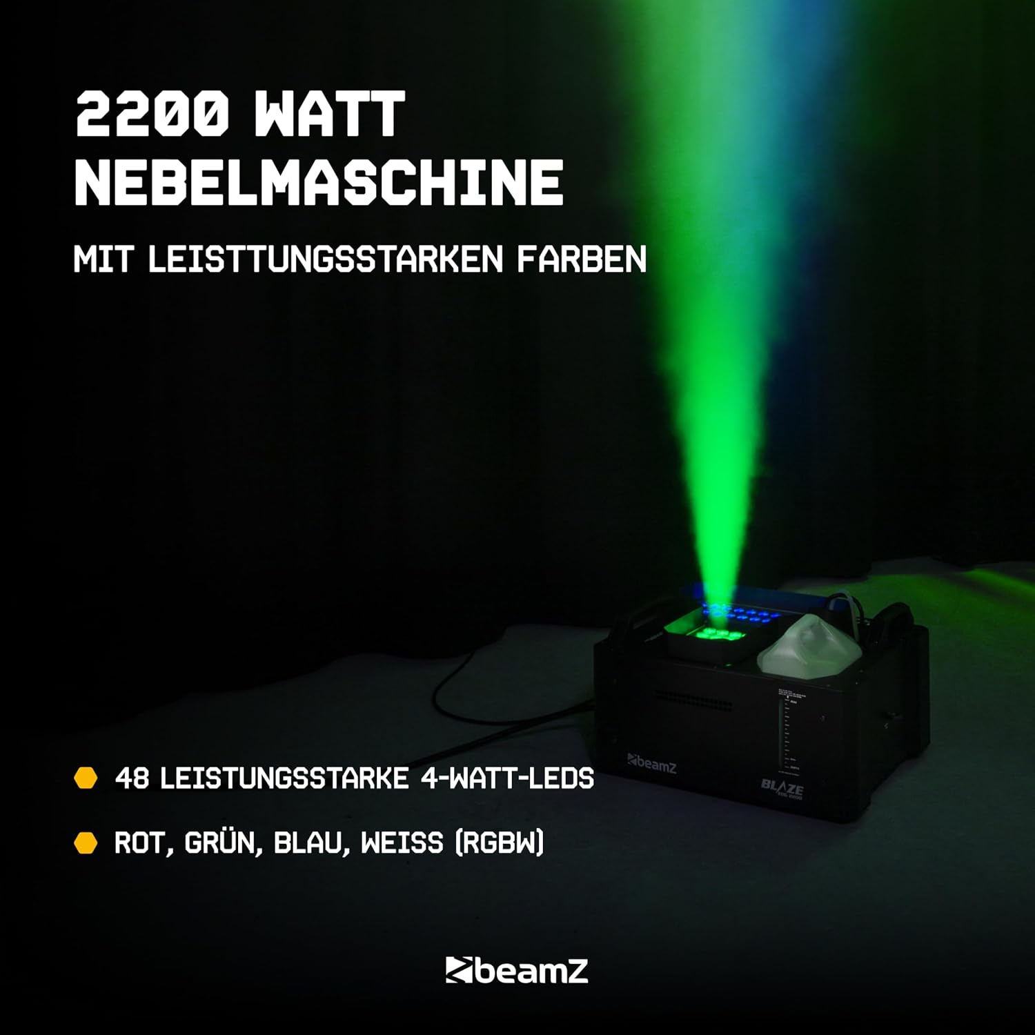 Nebelmaschine mit Lichteffekt 2200 Watt vertikal und horizontal Rauchmaschine mit 24x4W LED Spots für professionelle Shows – 2