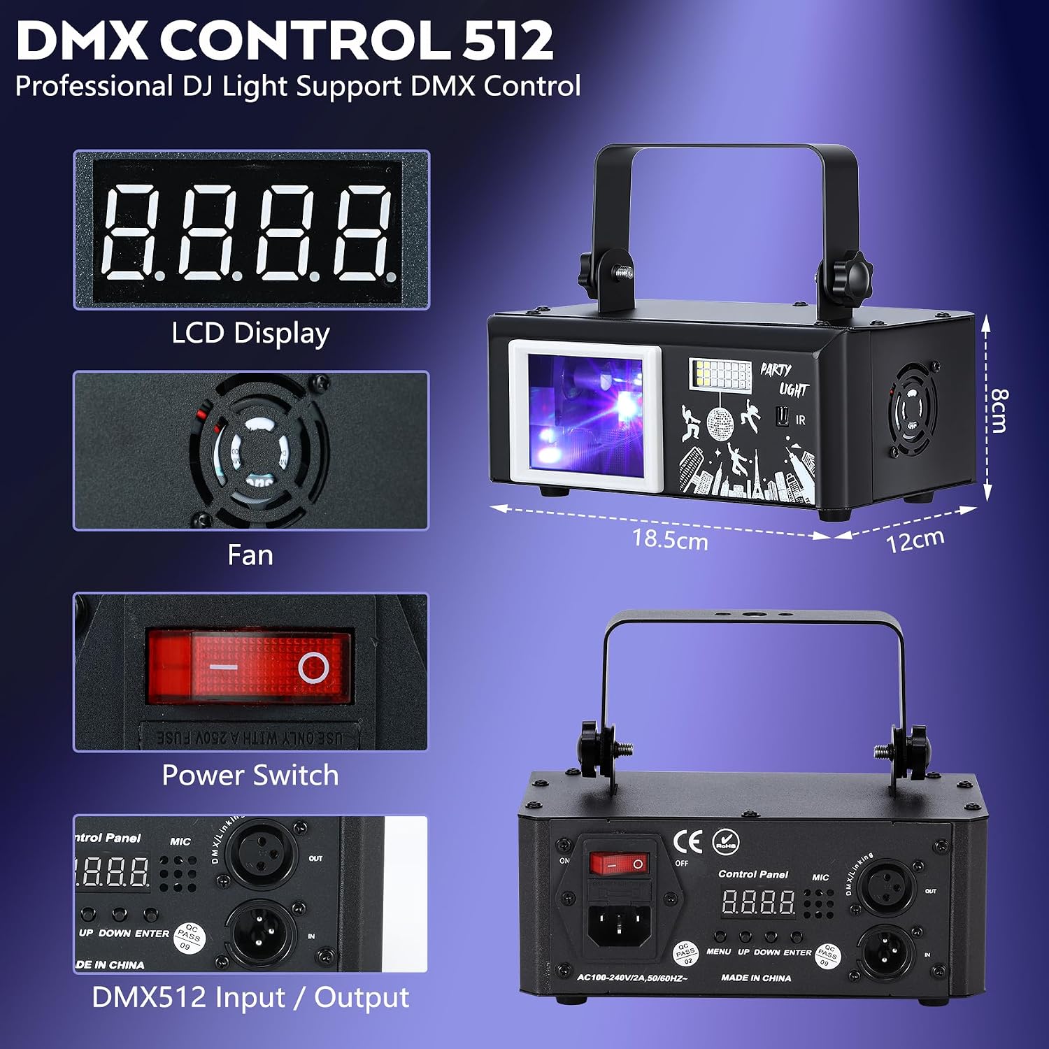 Stroboskop Blitzer DJ Discolicht Partylicht Effektstrahler 6-in-1 RGBW Party Lichter DMX Fernbedienung Musik Sound Activated Beam – 3