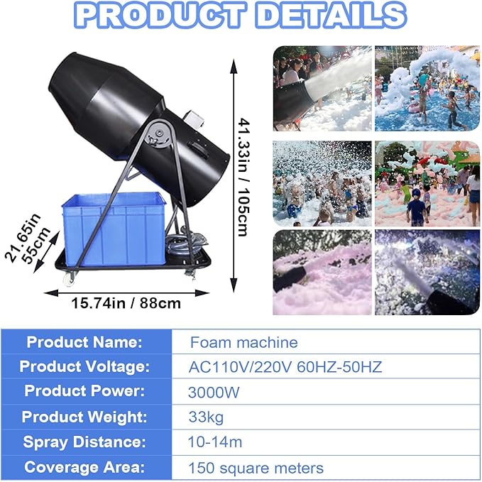 Profi-Schaummaschine Schaumkanone 3000 Watt 10 – 14 m für Partys Bühnenschaummaschine hohe Sprühdistanz Schaumpartymaschine – 4