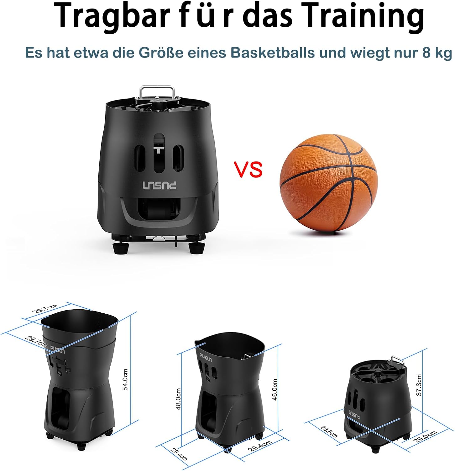 Indoor-Tennismaschine tragbare Tennisballmaschine Tennistrainer Ballwerfer leichte mit APP-Steuerung 65-Ball-Kapazität für Schulen 3-5h Akku – Thumbnail 6