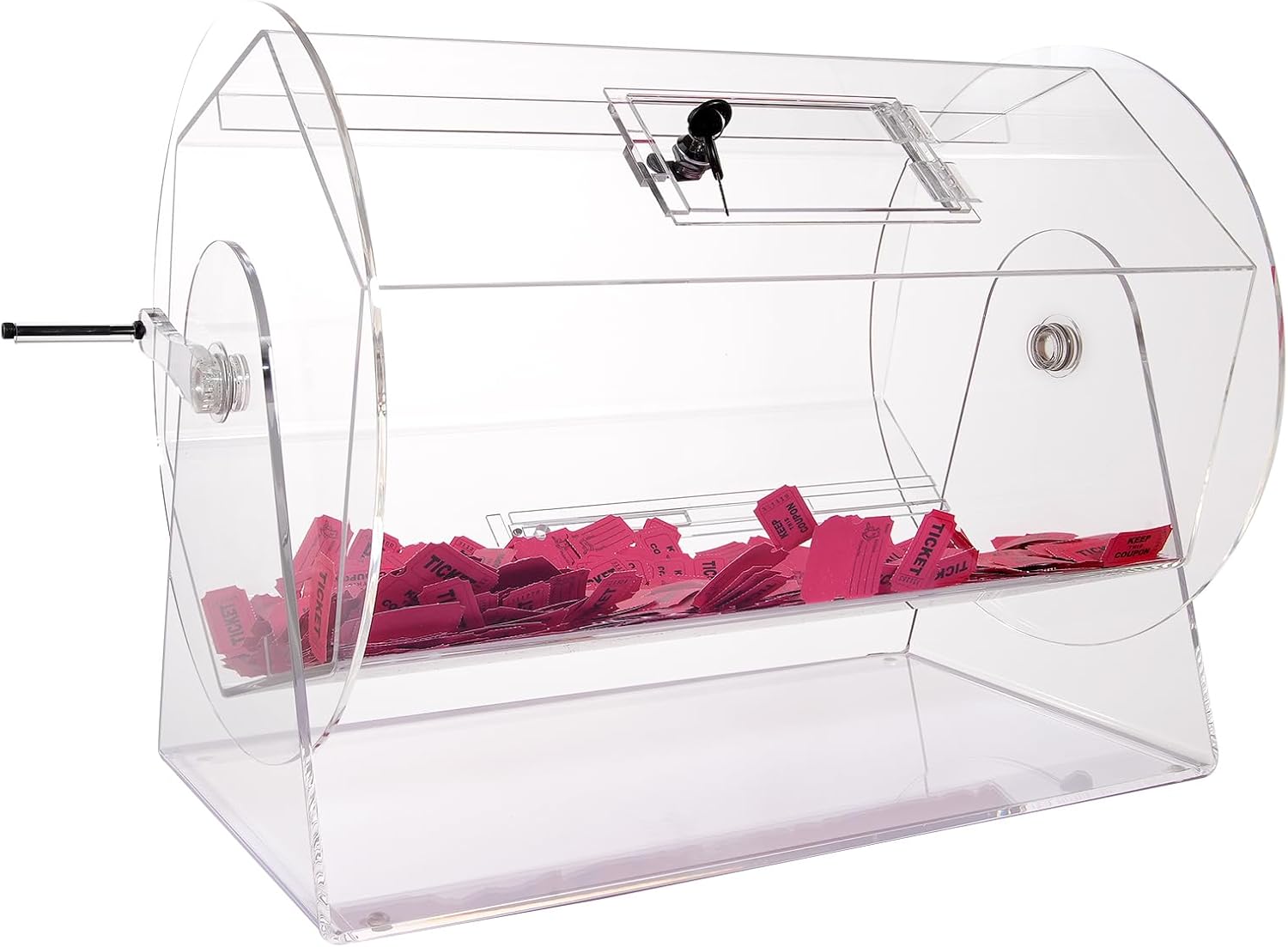 Lostrommel 10.000 Lose oder 300 Tombola-Kugeln Fassungsvermögen professioneller Los-Drehkäfig mit 2 Schlüsseln transparente Lotterie-Drehscheibe Losbox für Lotteriespiele – Thumbnail 9