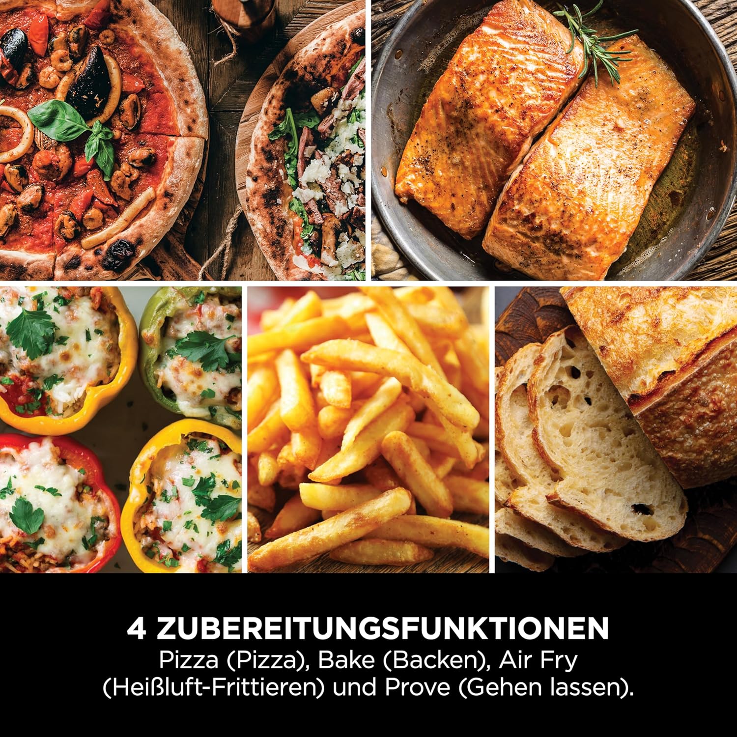 Pizzaofen Heißluftfritteuse 4 Funktionen Pizza Outdoor Pizza Ofen backen gehen lassen 230 V – Thumbnail 9