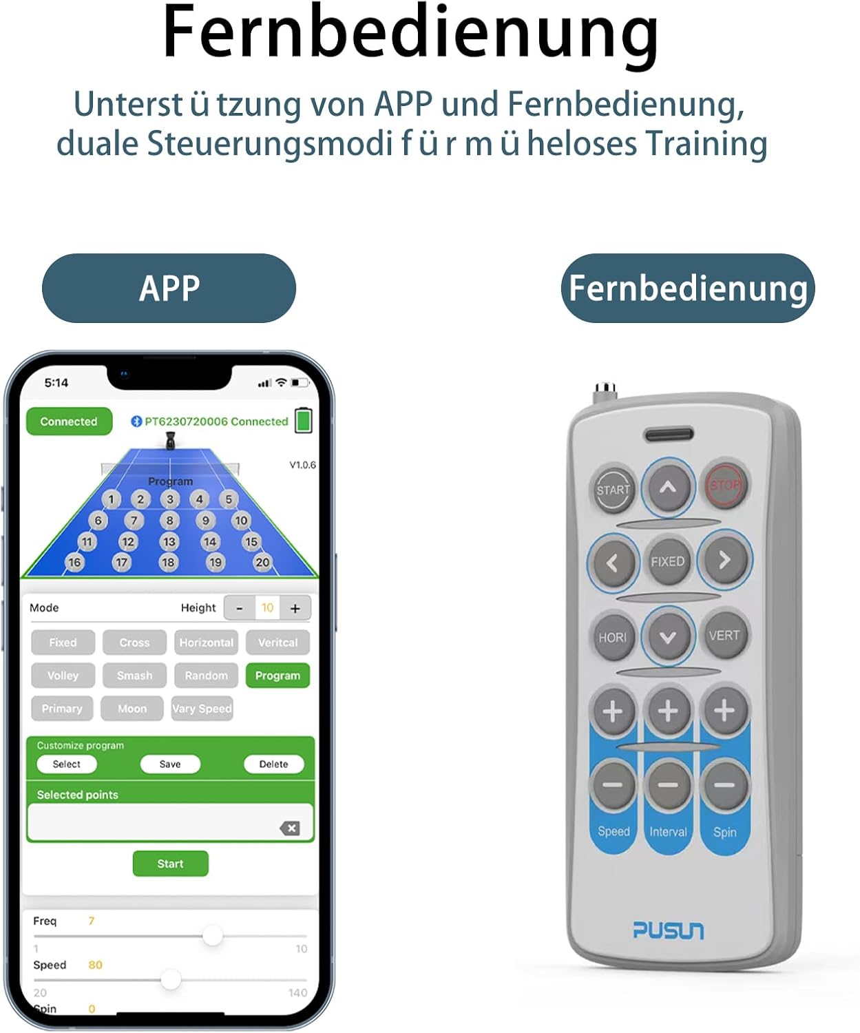 Tennisballmaschine Profi Ballwerfer Tennisball Maschine mit APP-Steuerung App für Apple Watch 20 Landepunkte & 12 Modi Smart Tennis Trainer für alle Spielniveaus 4-6 Std. Laufzeit – 4