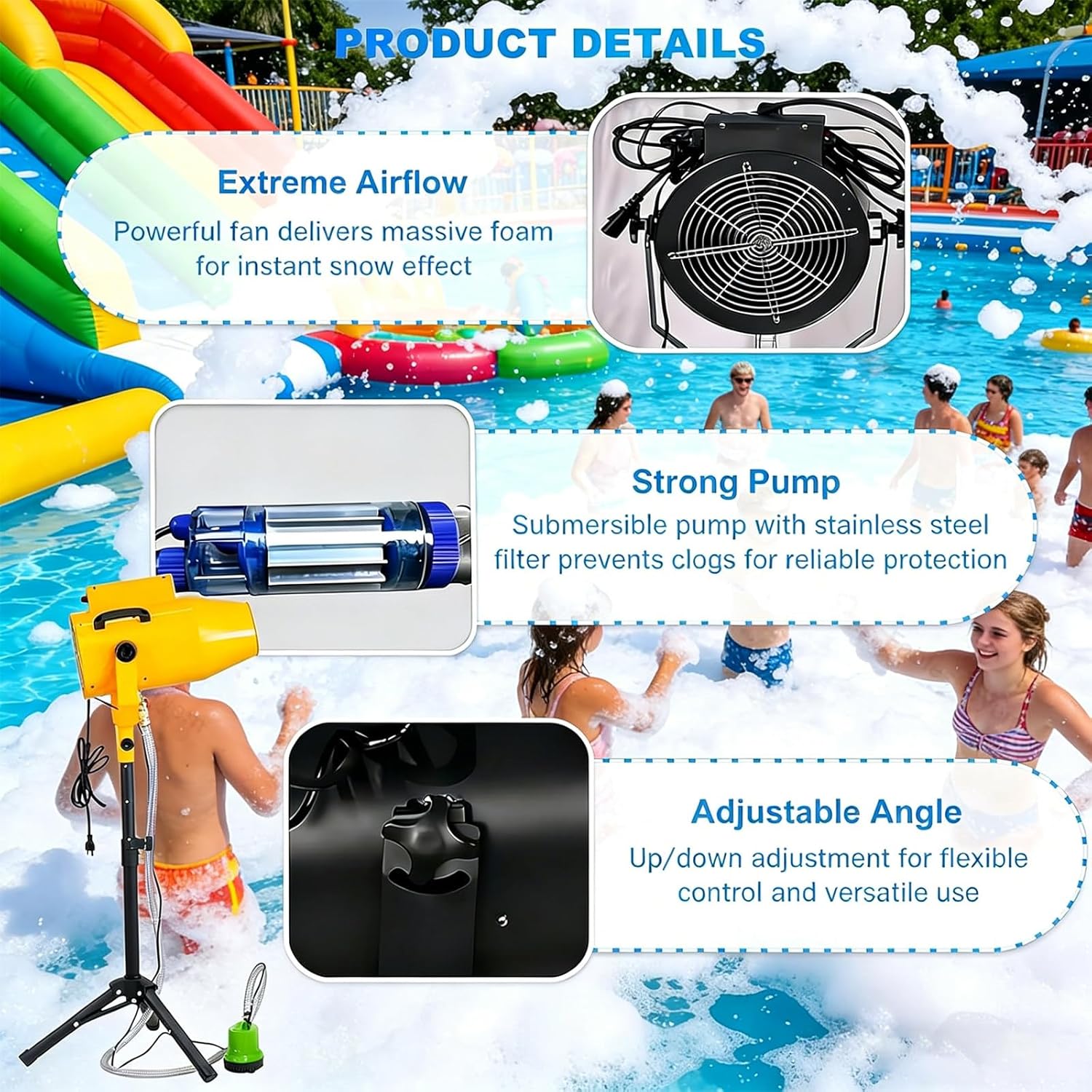 Schaummaschine 1200 Watt Schaumkanone mit Stativ Sommerpartys Gärten Pools Bühnen Geburtstage und andere Outdoor-Veranstaltungen Wurfweite 4 – 6 m – 4
