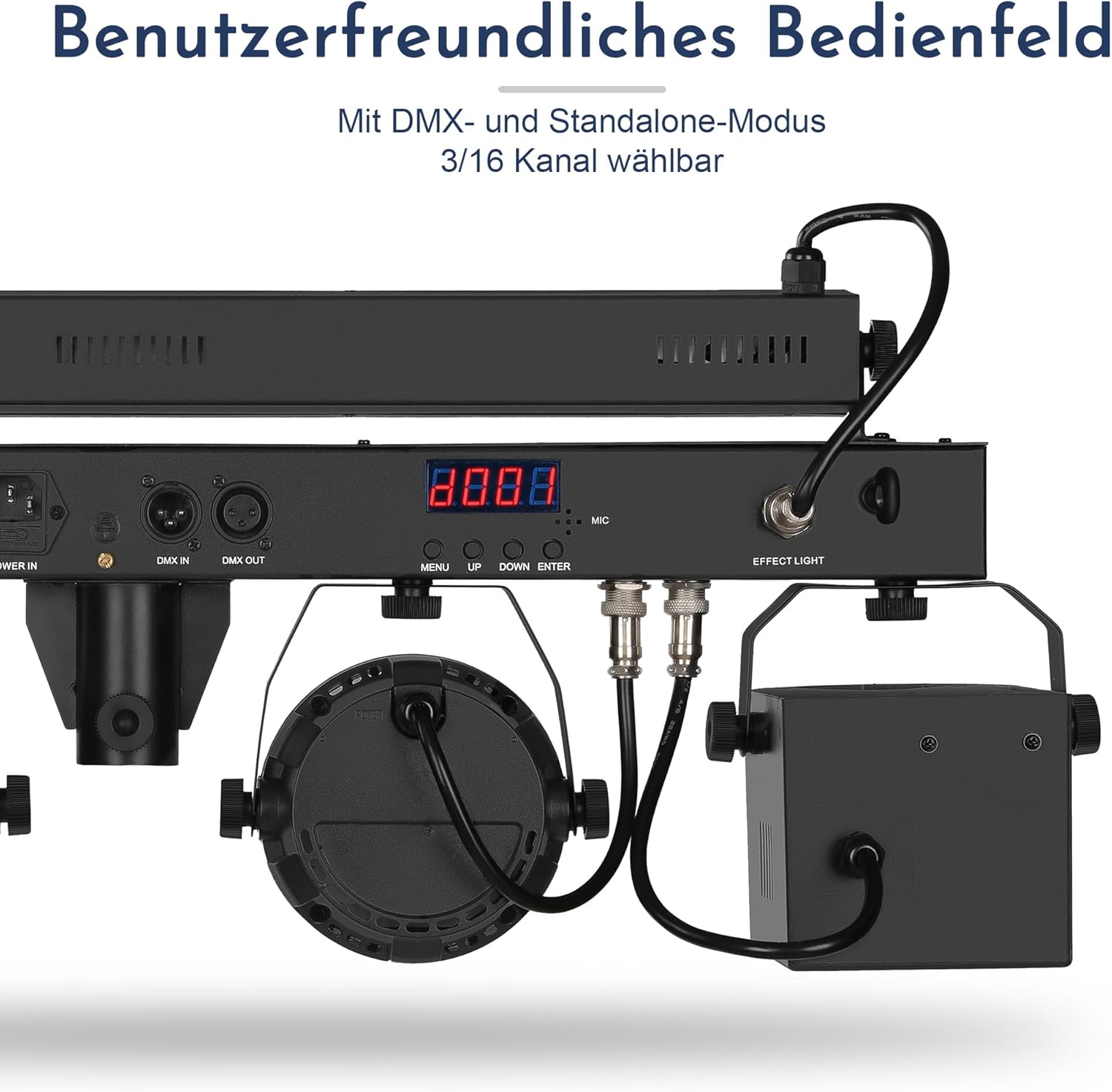 Lichtanlage komplett DJ Licht DMX Stativ Beleuchtung Komplettset 2 x LED PAR 2 x Derby und 1 x UV Stroboskop Lichtleiste musikgesteuert Bühnenlicht Set – 3
