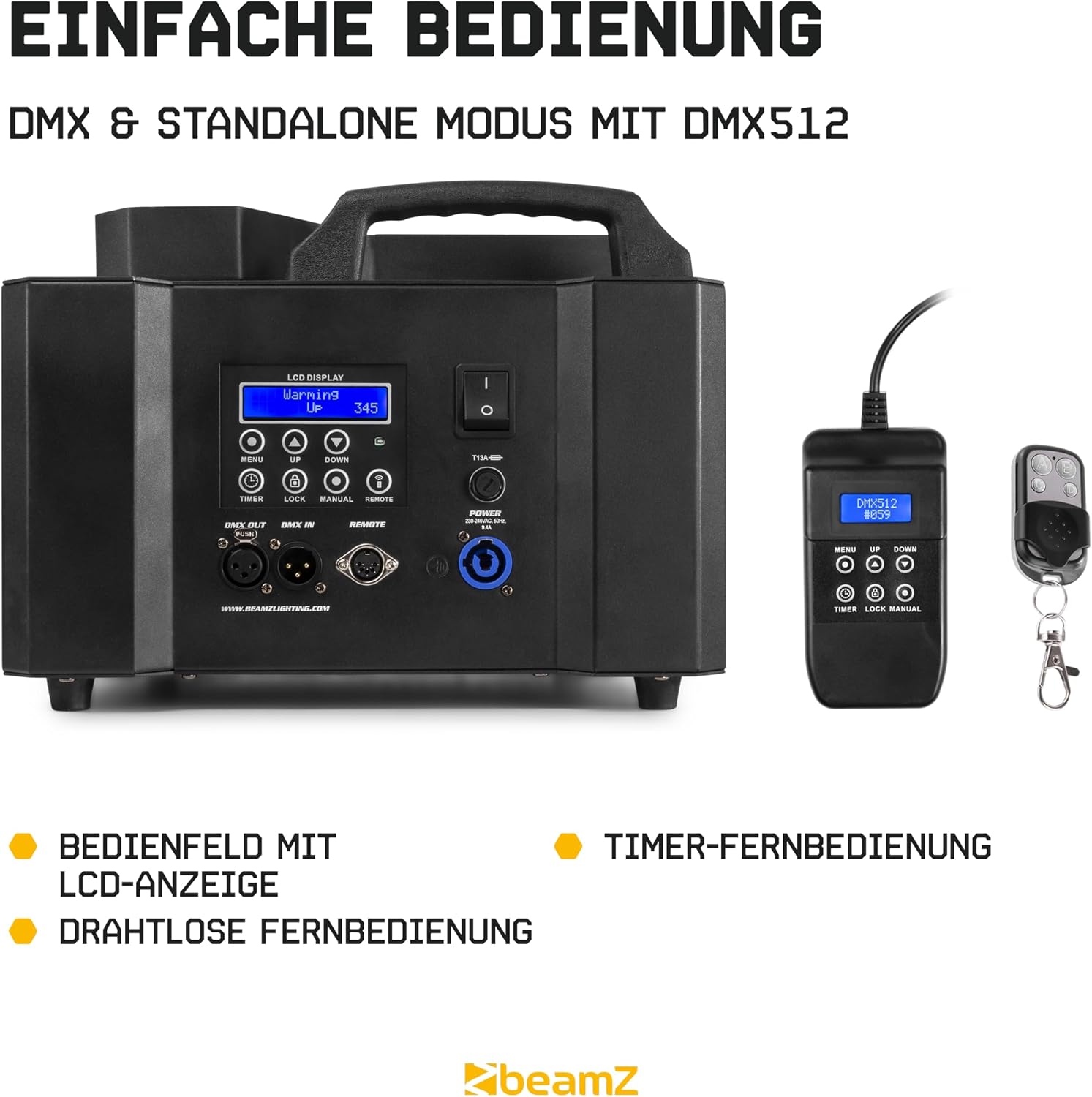 Nebelmaschine mit Lichteffekt 2200 Watt vertikal und horizontal Rauchmaschine mit 24x4W LED Spots für professionelle Shows – 4