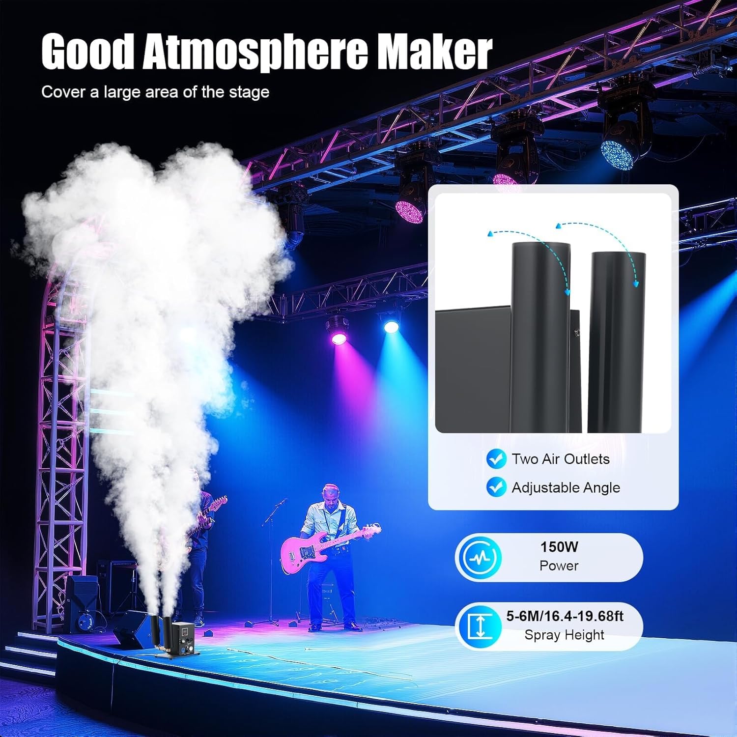 CO2-Nebelmaschine Rauchmaschine CO2-Jet-Bühneneffektmaschine 5 – 6 m Höhe 250 W professionelle Doppelrohr-Rauchstrahlmaschine – 2
