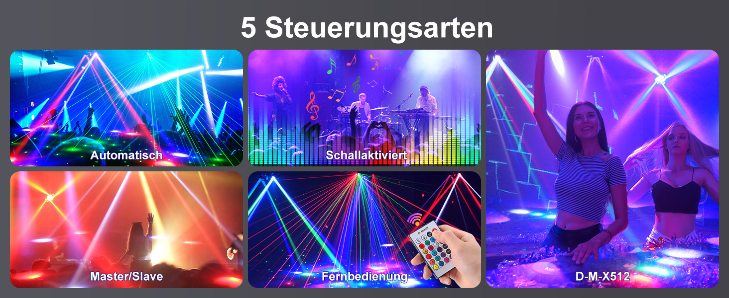 Lichtanlage komplett DJ Licht DMX Stativ Beleuchtung Komplettset 2 x LED PAR 2 x Derby und 1 x UV Stroboskop Lichtleiste musikgesteuert Bühnenlicht Set – Thumbnail 7