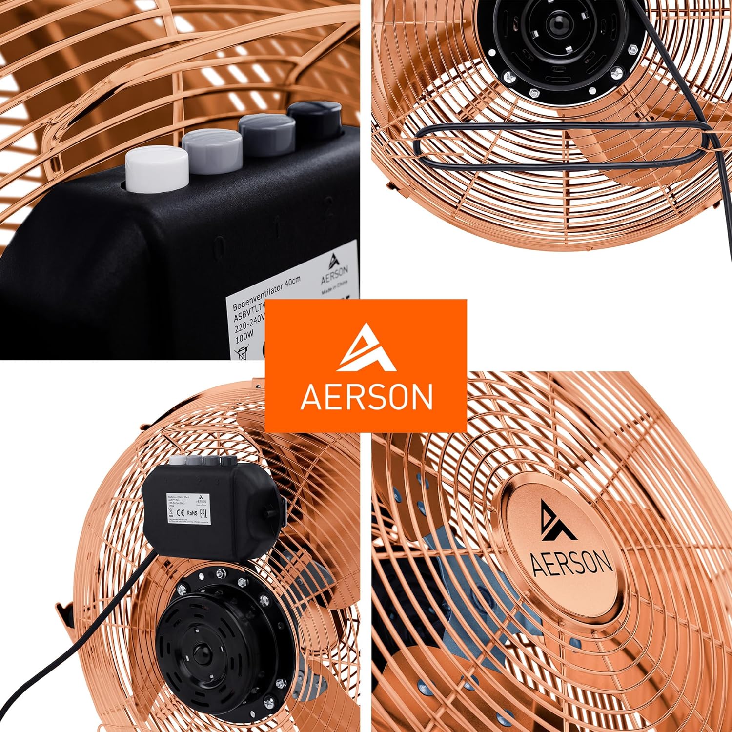 Bodenventilator Windmaschine 60 cm 4.344 m³ mit 3-Leistungsstufen 200 W Standventilator Ventilator hoher Luftdurchzug robuste Metallausführung Neigungswinkel ca. 110 Grad – Thumbnail 7