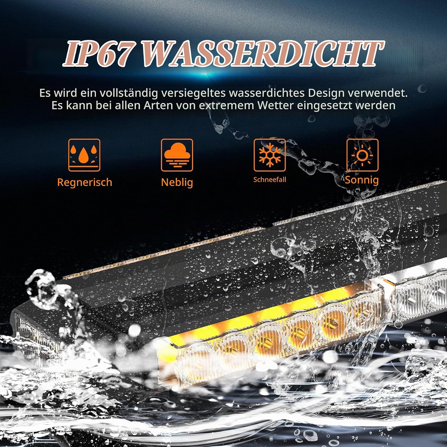 Rundumleuchte Blinklicht 96 cm Warnbalken 78 LED Leuchten mit Magnetbasis für Baustellenfahrzeuge Lkw Pickup (Gelb Weiß) – 2