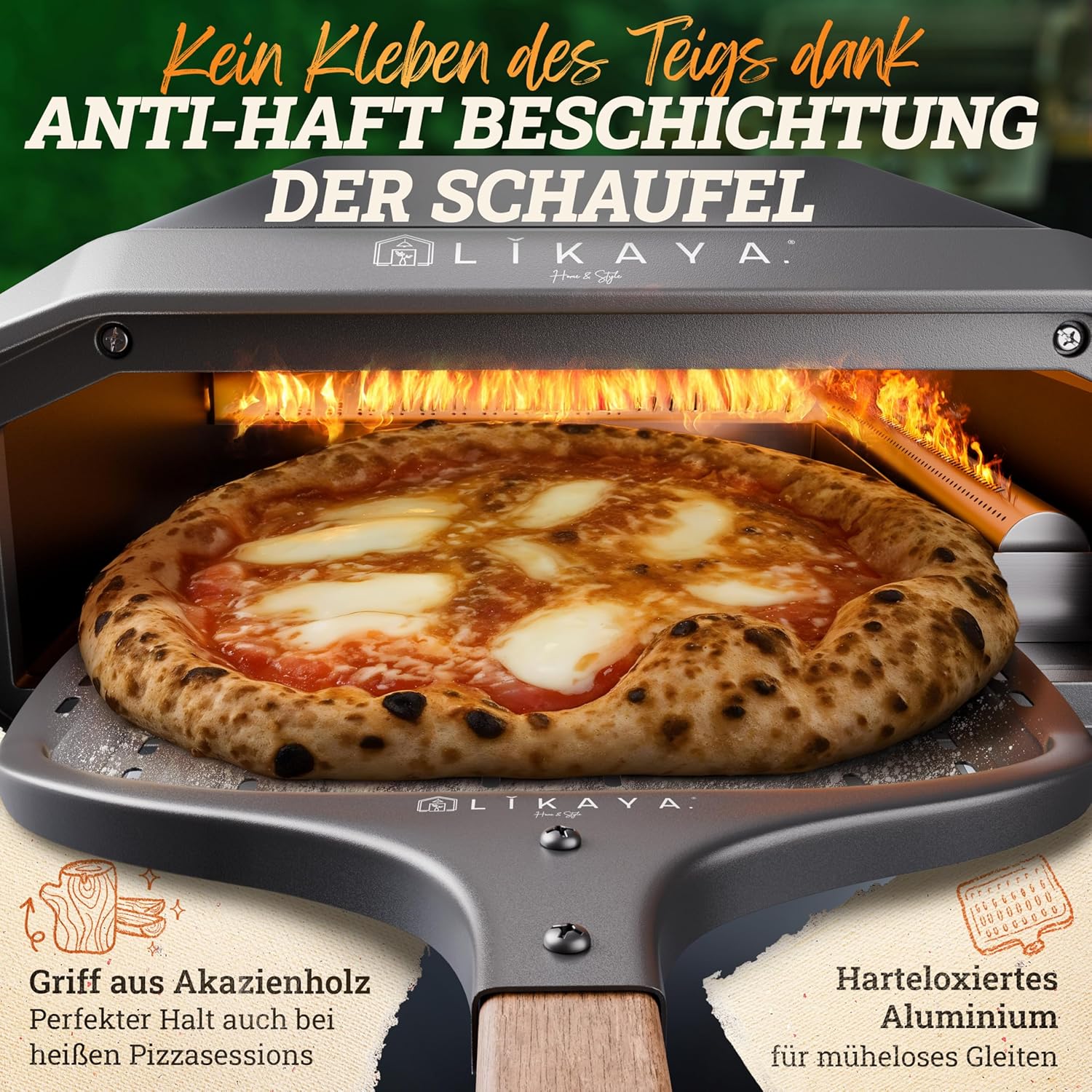 Pizzaofen Gas 6,2kW Outdoor 450°C Gas Pizza Ofen Outdoor Pizzastein Drehteller Pizzaschaufel Tasche & Laser Thermometer – 5