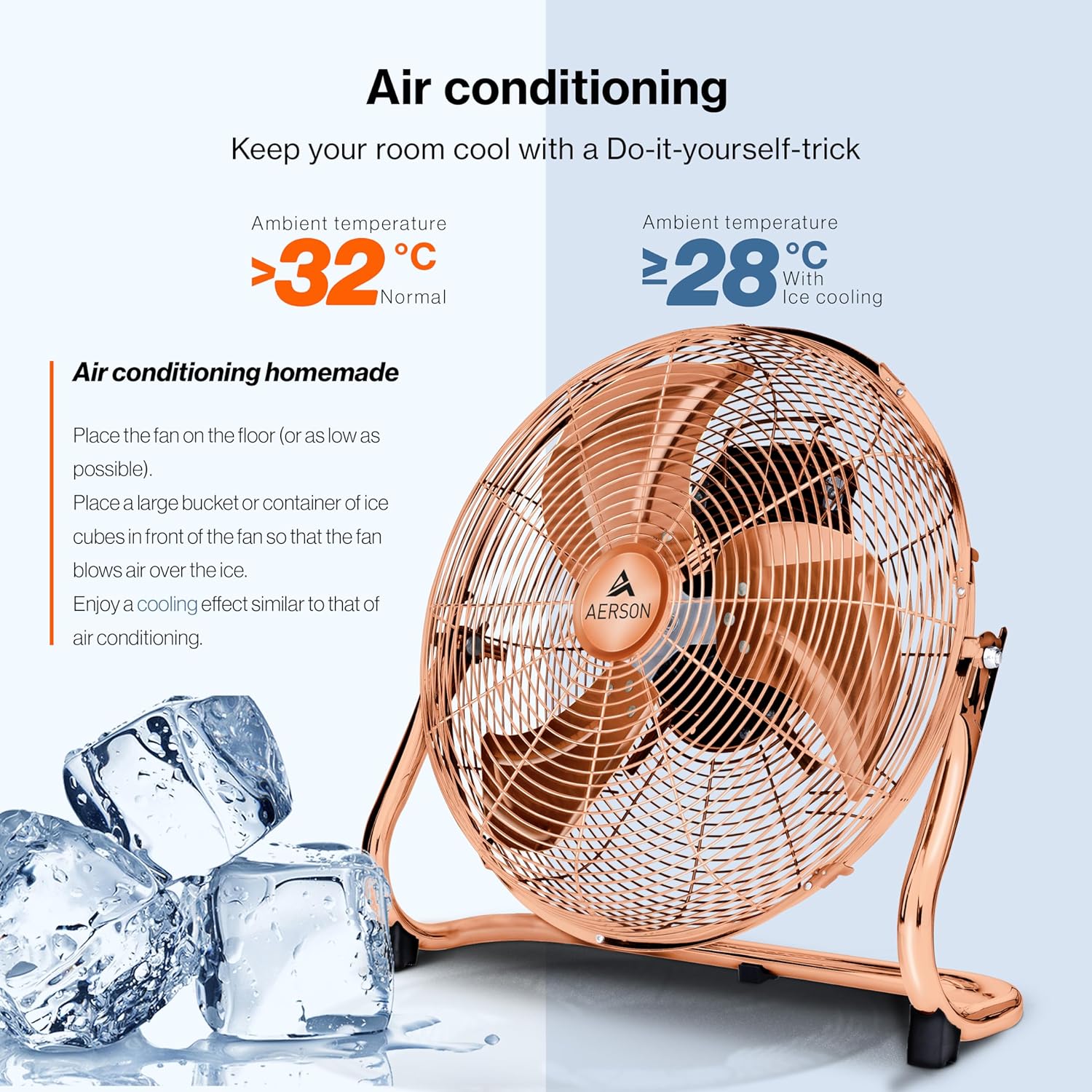 Bodenventilator Windmaschine 60 cm 4.344 m³ mit 3-Leistungsstufen 200 W Standventilator Ventilator hoher Luftdurchzug robuste Metallausführung Neigungswinkel ca. 110 Grad – 4